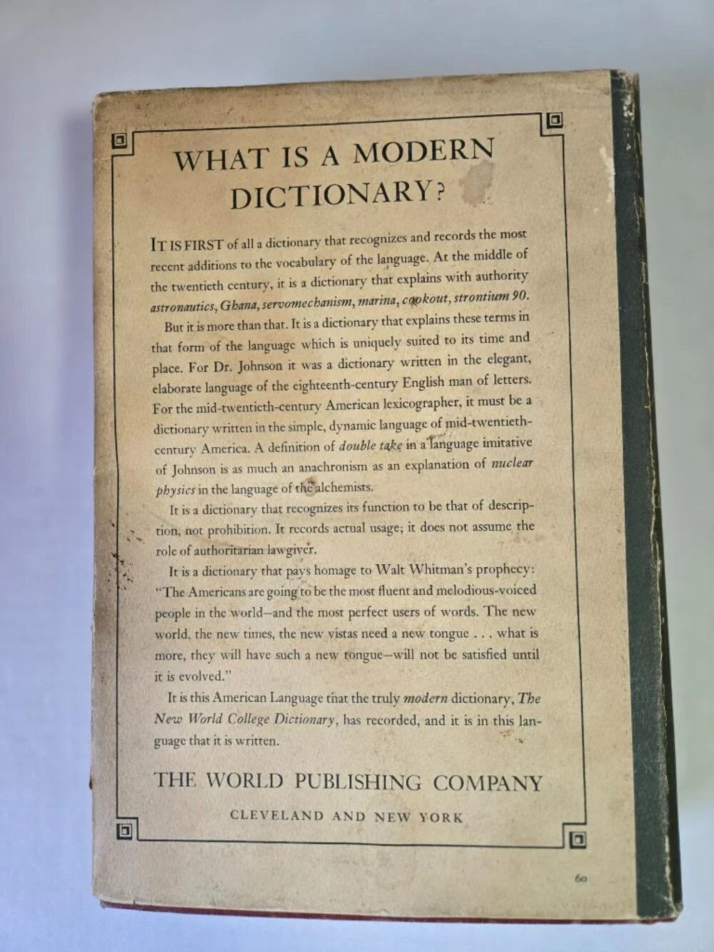 Websters New World Dictionary College Edition 1959 Hardcover